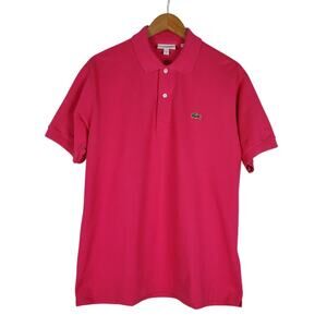 Lacoste Classic Fit Original Polo Shirt Mens L Pink Cotton Short Sleeve Golf